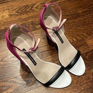 French Connection size 37 1/2 color block heels